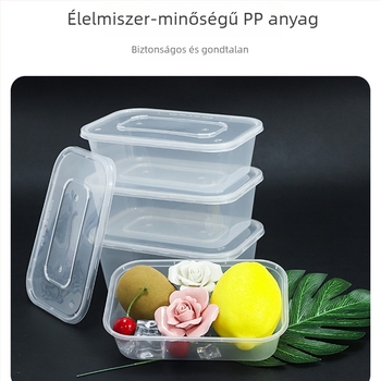 Egyszer használatos, átlátszó ételdoboz fedővel, szivárgásmentes, megerősített PP műanyagból, ételcsomagoláshoz