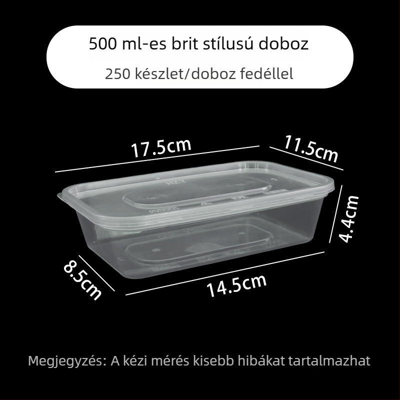 Egyszer használatos, átlátszó ételdoboz fedővel, szivárgásmentes, megerősített PP műanyagból, ételcsomagoláshoz