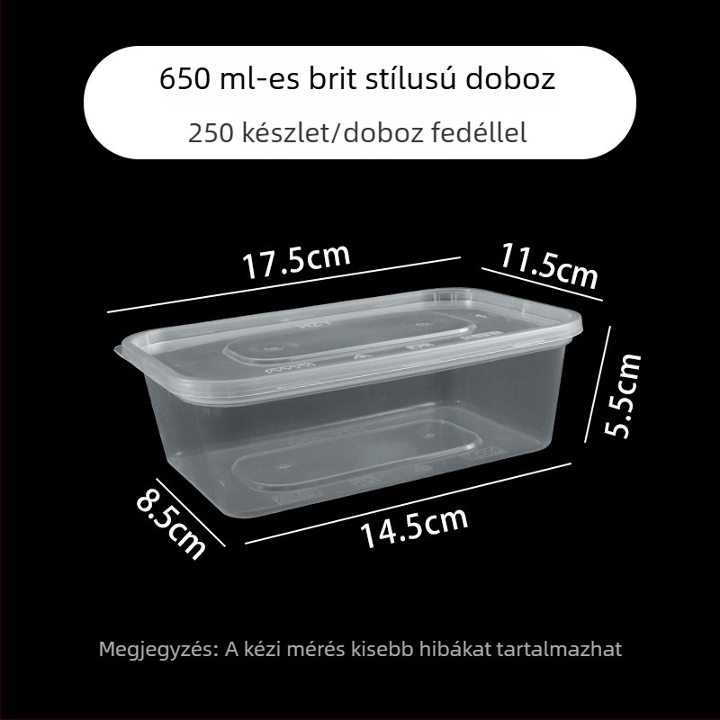 Egyszer használatos, átlátszó ételdoboz fedővel, szivárgásmentes, megerősített PP műanyagból, ételcsomagoláshoz