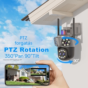8MP felügyeleti kamera 10x optikai zoommal, HD éjjellátás, Wi‑Fi, távoli megtekintés