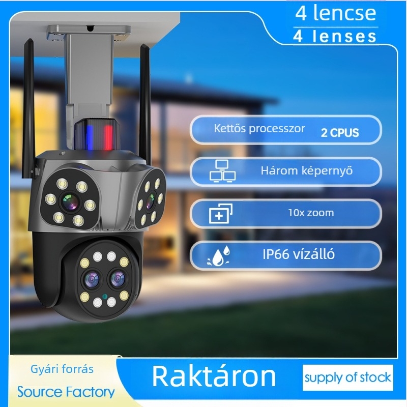 8MP felügyeleti kamera 10x optikai zoommal, HD éjjellátás, Wi‑Fi, távoli megtekintés