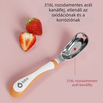 Ingot alakú baba kanál, 316L rozsdamentes acélból, önálló étkezés gyakorlására, gyerekeknek étkészlet, egyszínű, modern minimalist dizájn