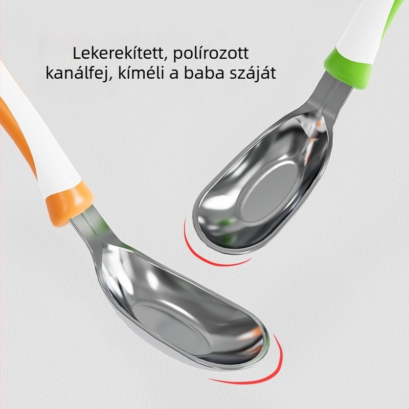 Ingot alakú baba kanál, 316L rozsdamentes acélból, önálló étkezés gyakorlására, gyerekeknek étkészlet, egyszínű, modern minimalist dizájn