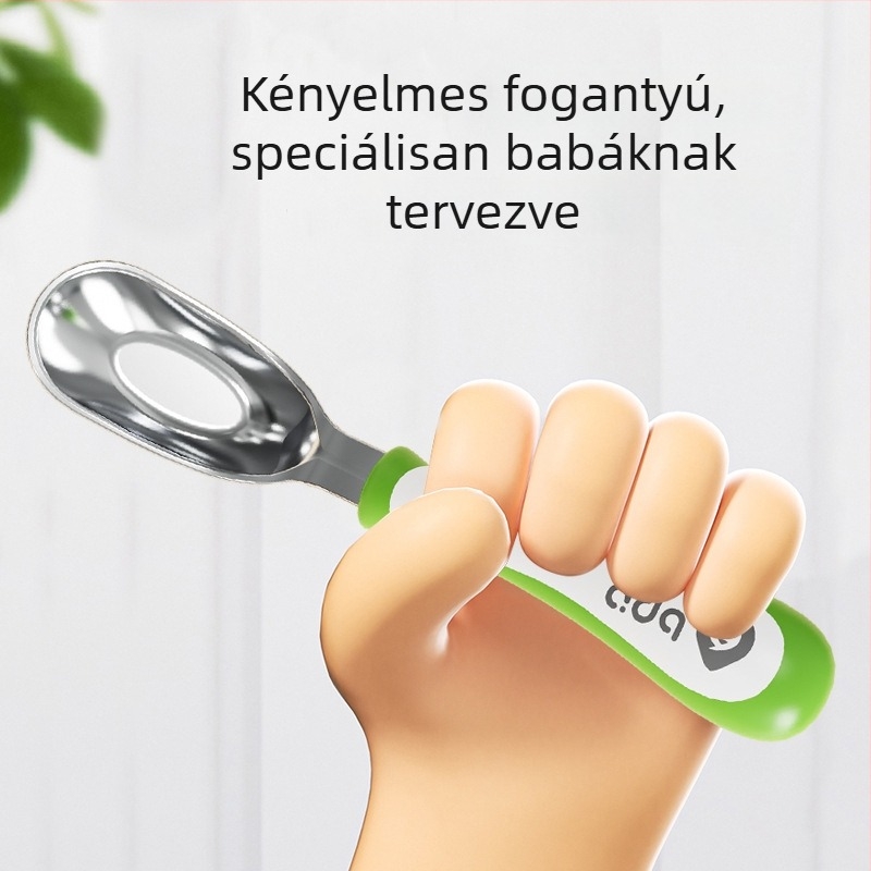 Ingot alakú baba kanál, 316L rozsdamentes acélból, önálló étkezés gyakorlására, gyerekeknek étkészlet, egyszínű, modern minimalist dizájn