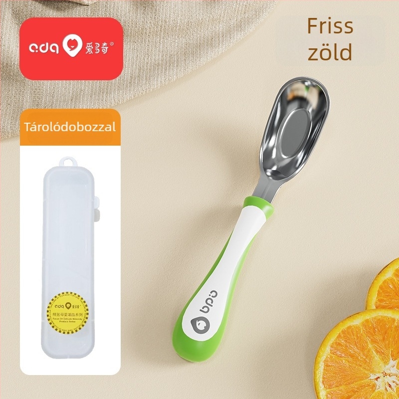 Ingot alakú baba kanál, 316L rozsdamentes acélból, önálló étkezés gyakorlására, gyerekeknek étkészlet, egyszínű, modern minimalist dizájn