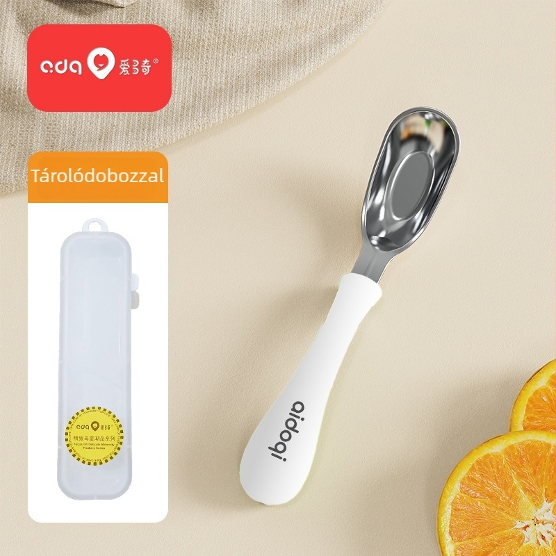Ingot alakú baba kanál, 316L rozsdamentes acélból, önálló étkezés gyakorlására, gyerekeknek étkészlet, egyszínű, modern minimalist dizájn