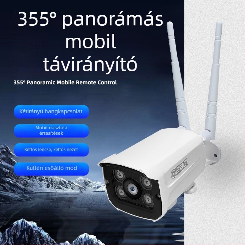 V380 Kültéri Wi‑Fi IP kamera, kettős objektív, vízálló, távoli megfigyelés 1080p