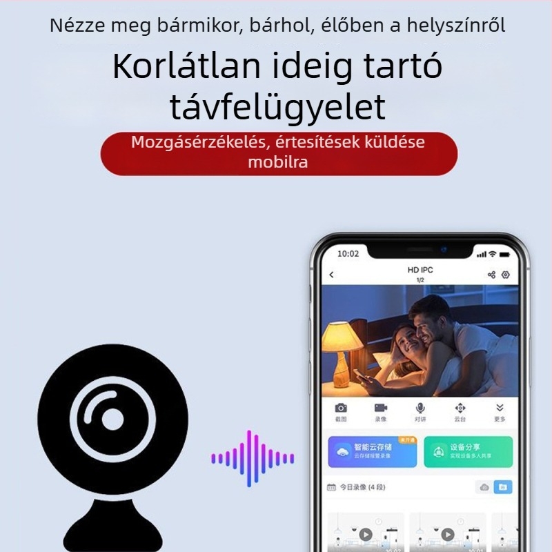 Hüvelykujjméretű Wi‑Fi kamera távoli megfigyeléshez, hordozható otthoni vezeték nélküli monitor, 1080p felvétel