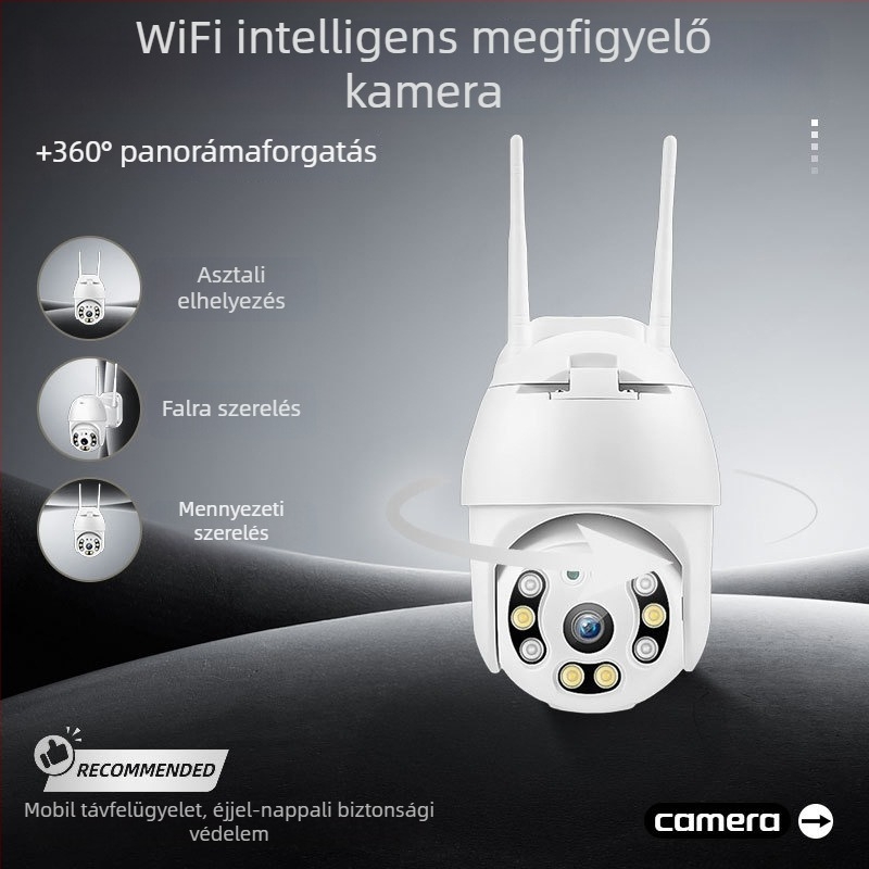 A12 HD 2,5 hüvelykes dome kamera, 1080p beltéri/kültéri biztonsági megfigyelés, 360° kettős világítással