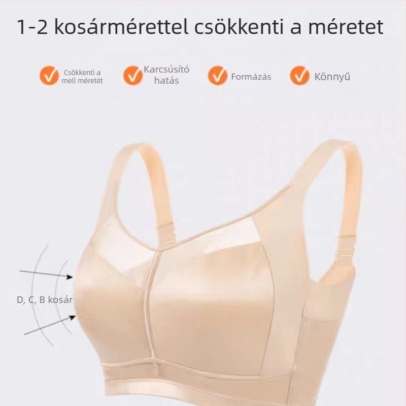 Plusz méretű varrás nélküli szoptatós melltartó, lélegző, állítható, optikailag kisebbnek látszik a mell