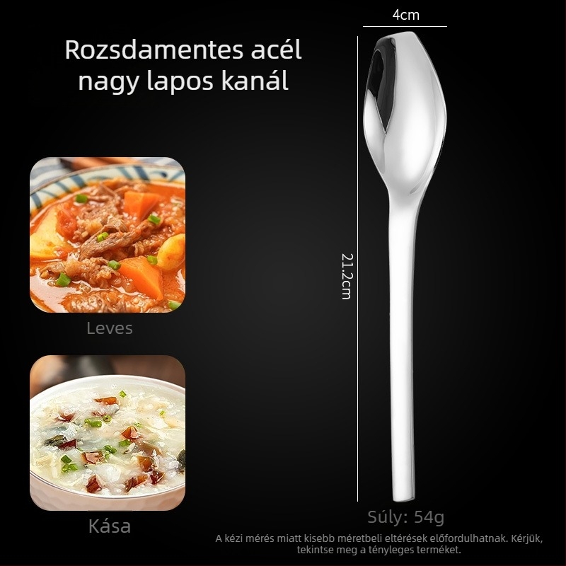 Rozsdamentes acél kanalak készlet, japán stílusú, háztartási használatra, letisztult dizájn, mézkanál és kis leveskanál
