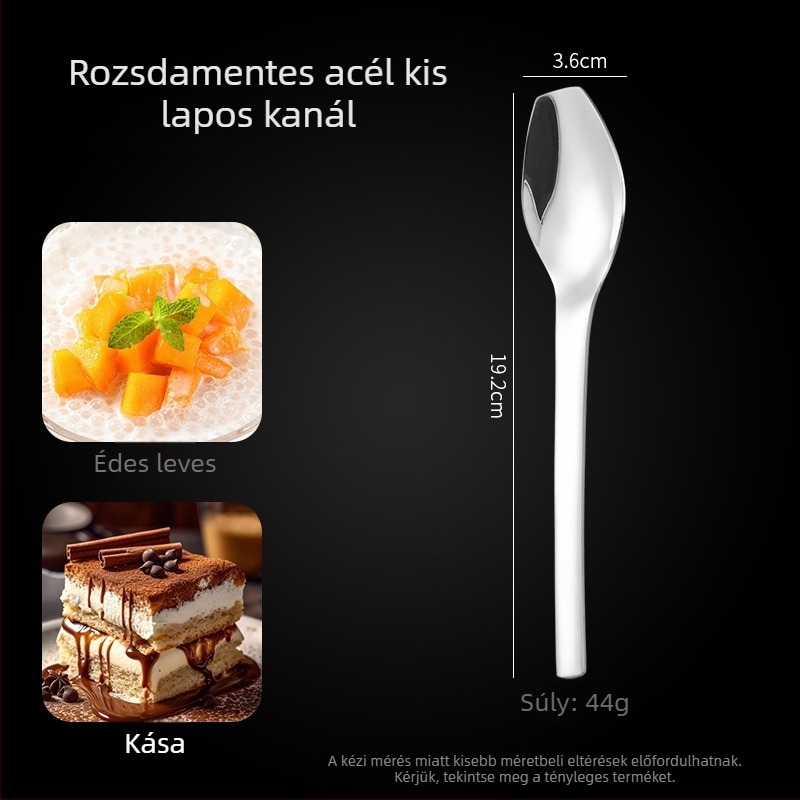 Rozsdamentes acél kanalak készlet, japán stílusú, háztartási használatra, letisztult dizájn, mézkanál és kis leveskanál