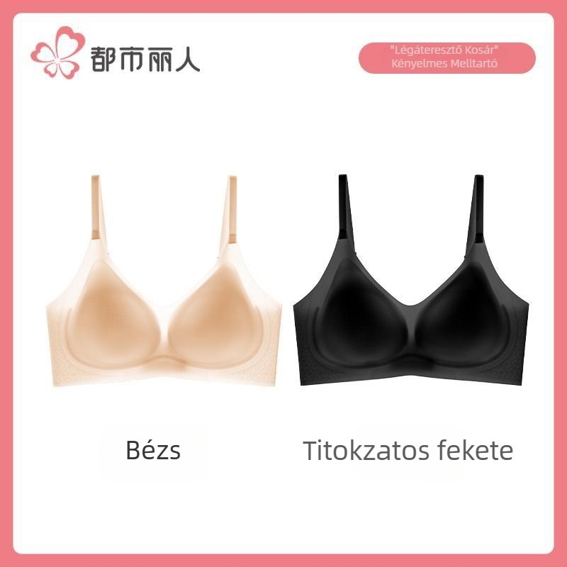 Nyári vékony, lélegző melltartó varrat nélküli, csipkével, nylon-pamut anyagból, plusz méret, 22098