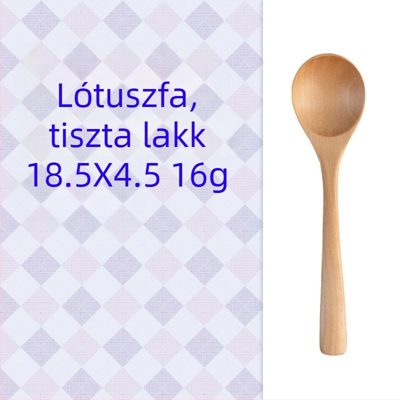 Új kerek fejű fa kanál, lótuszfa és nanmu-fa, háztartási rizs kanál, 18×4 cm, gravírozás lehetséges