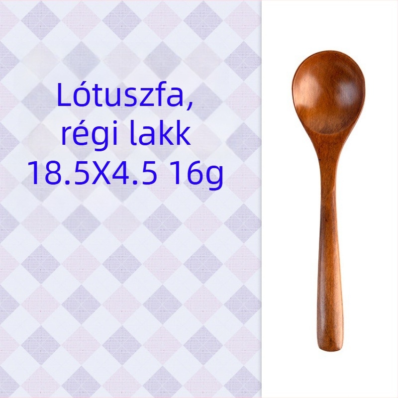 Új kerek fejű fa kanál, lótuszfa és nanmu-fa, háztartási rizs kanál, 18×4 cm, gravírozás lehetséges