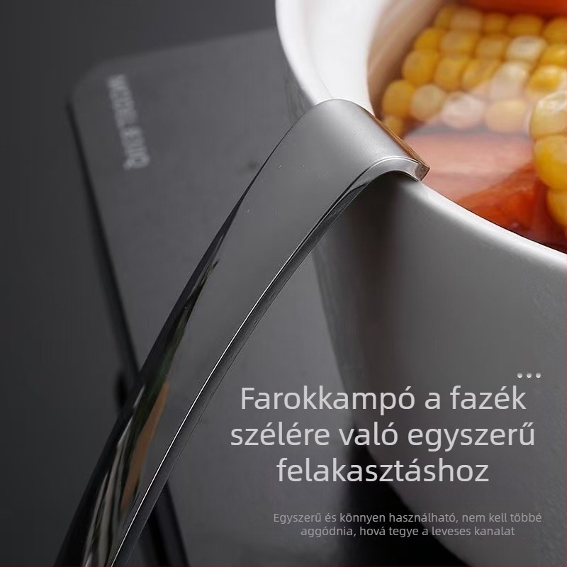 304 rozsdamentes acélból készült nagy leveskanál öntőcsővel, háztartási használatra