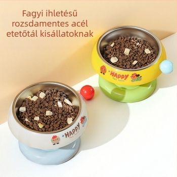 Rozsdamentes acél macska- és kutyatálak etetéshez, felborulás elleni kialakítás