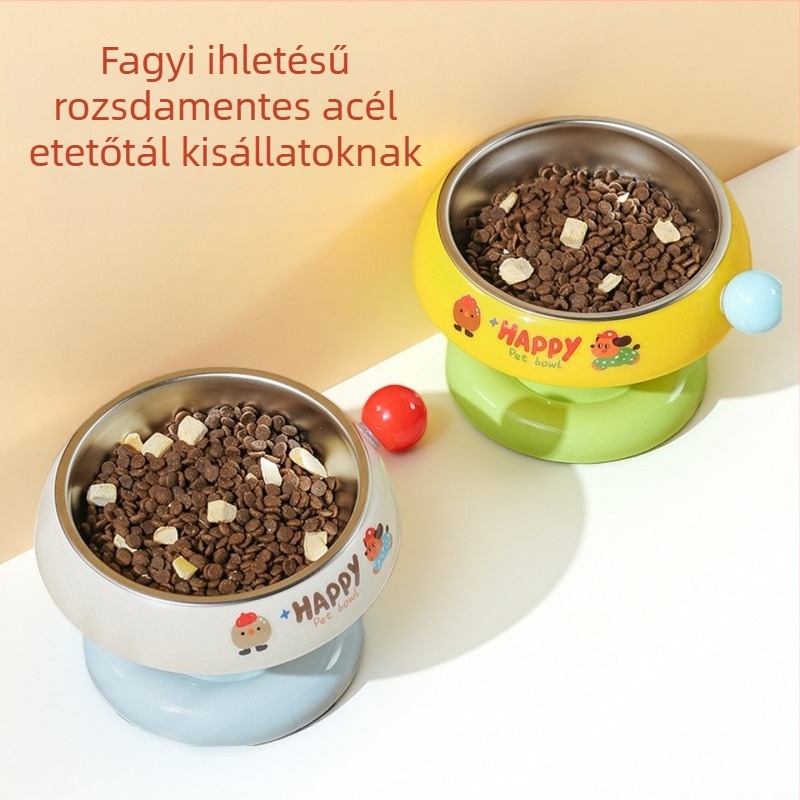 Rozsdamentes acél macska- és kutyatálak etetéshez, felborulás elleni kialakítás