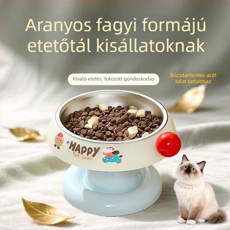 Rozsdamentes acél macska- és kutyatálak etetéshez, felborulás elleni kialakítás