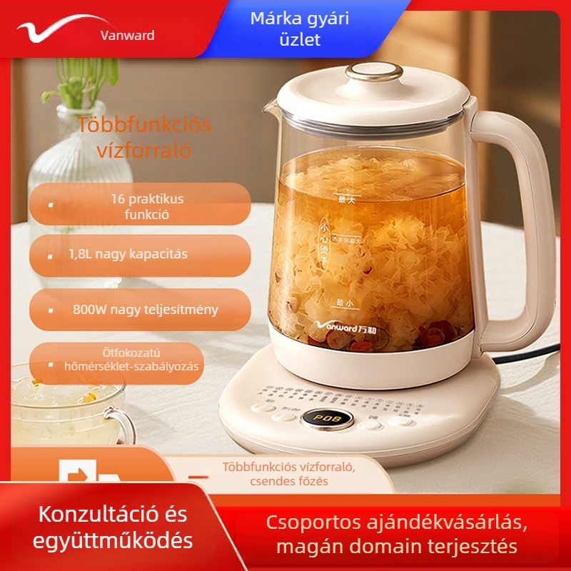 Egészség teáskanna otthonra és irodába — többfunkciós, szigetelt, teljesen automata üvegből készült teafőző gyógy- és virágteákhoz