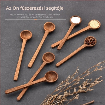Akácfából készült fűszerskanál, mézkeverő kanál, kávékanál, kis méret, mini mérőkanál gravírozással