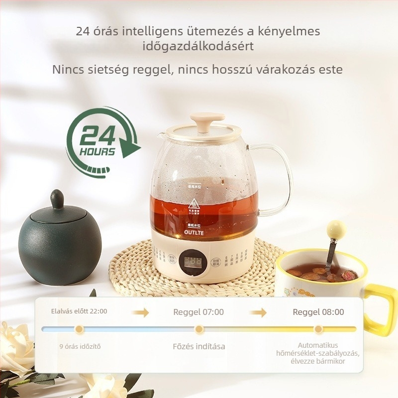 Otthoni használatra szánt egészségvédő tea- és vízforraló, multifunkciós, teljesen automata, üvegből készült, tea és forró víz céljára, kétfunkciós gőzölés és párolás