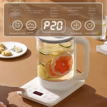 1,8 L automata egészségügyi edény háztartási használatra — boroszilikát üveg, multifunkcionális teafőző és növényi kivonatok készítő