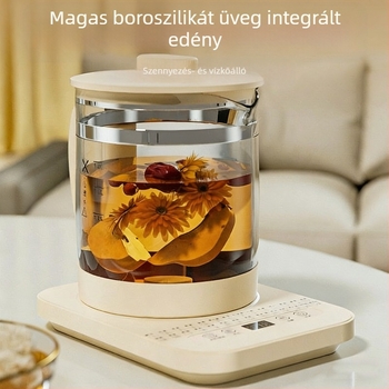 Egészségmegőrző elektromos teáskanna, kompakt irodai méretű, teljesen automata, vastag üveg, hőszigetelés, multifunkciós teáskanna