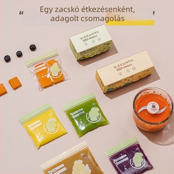Élelmiszer-minőségű zárható snack zacskók babáknak, adagolt gyümölcsös nassolnivaló tárolására, frissesség megőrzése