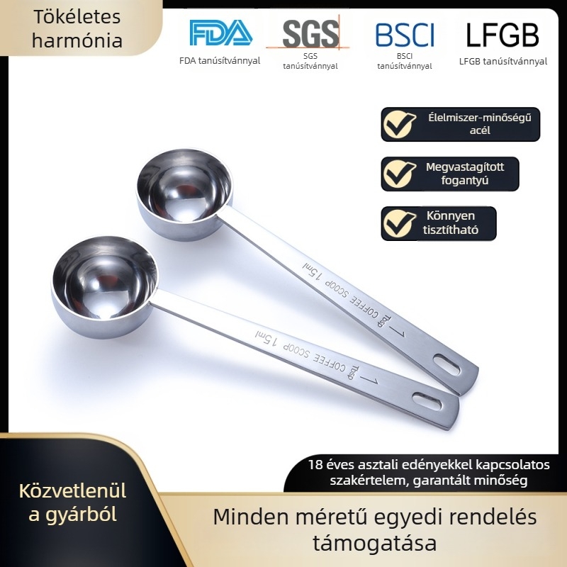 Rozsdamentes acél mérőkanál, 15 ml/30 ml, teához, gabonafélékhez és fűszerekhez; eszköz sütéshez; két méret; több színben.