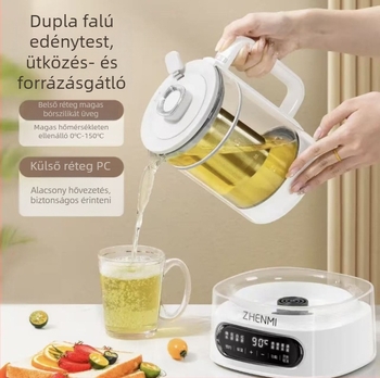 Zhenmi tiszta titánium egészséges teáskanna háztartási használatra, kompakt multifunkciós automata vízforraló, virágos teáskanna, teafőző készülék irodába