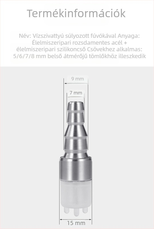Rozsdamentes acélból készült súlyozott vízellátó cső teáskészlethez, automatikus szívással és pumpa tömlőcsatlakozókkal