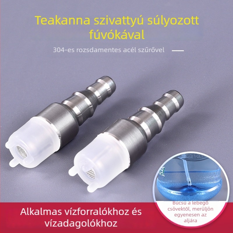 Rozsdamentes acélból készült súlyozott vízellátó cső teáskészlethez, automatikus szívással és pumpa tömlőcsatlakozókkal