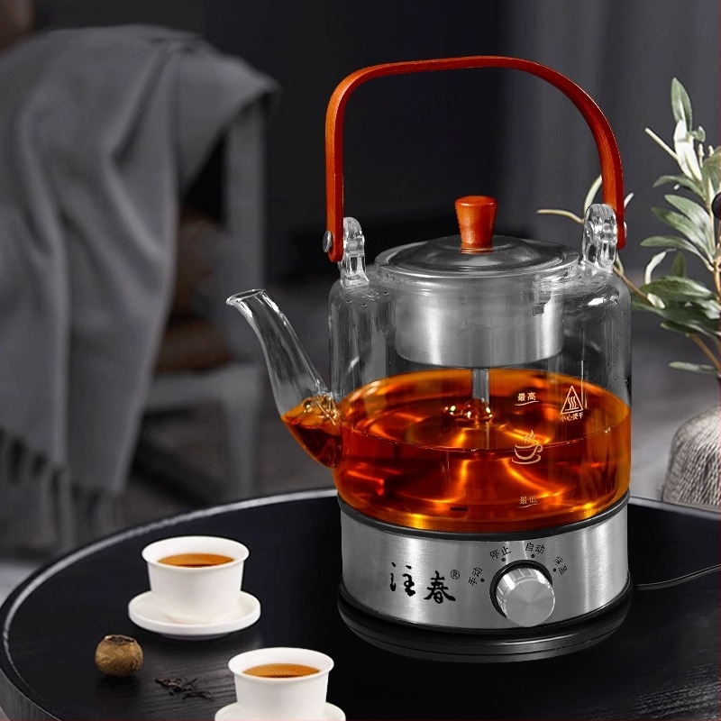Teljesen automata otthoni teakeverő készülék, kompakt hőálló üvegtesttel a víz felforralására és fekete tea készítésére, 1 L