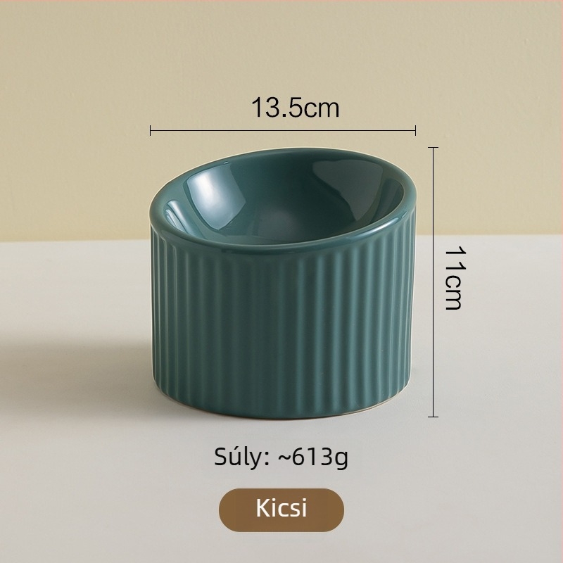 Csíkos kerámiás háziállat-tálak macskáknak és kutyáknak, ferde szájú kivitel, nyaki támasz design, víz- és etetőtálak
