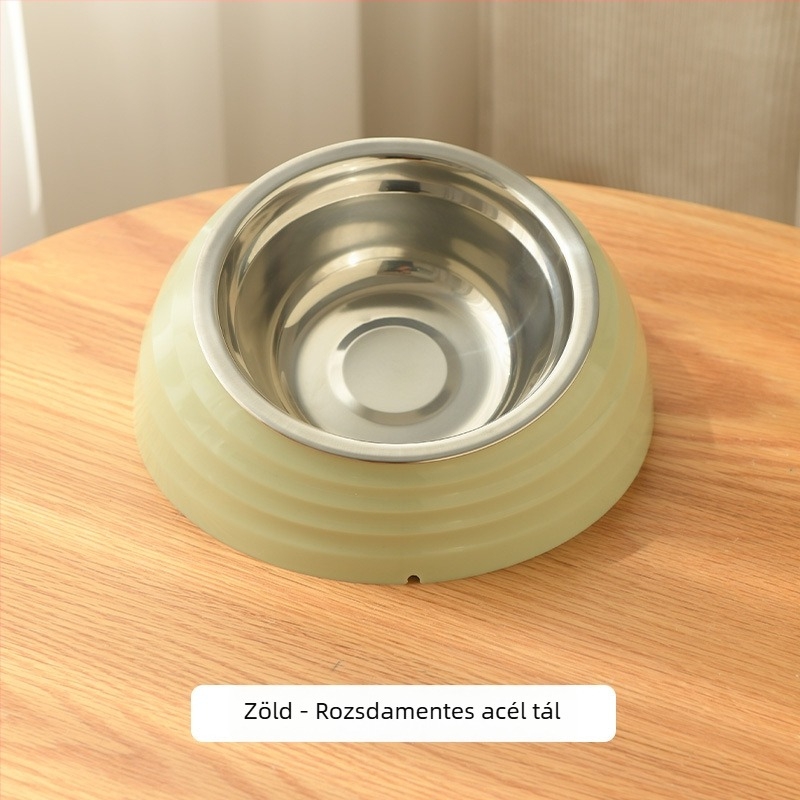 Három az egyben etető- és itató tál háziállatoknak, ferde szájú, nyakvédővel, csúszásmentes és lassú etetés.