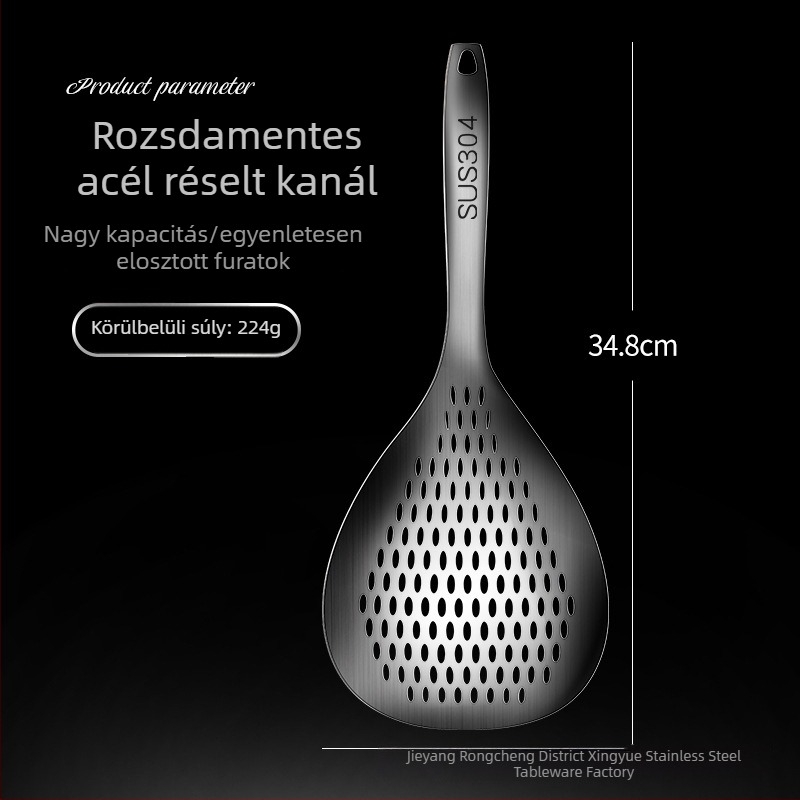 304 rozsdamentes acél konyhai szűrőkanál, nagy méretű, megvastított kivitel, égés elleni védelem, csúszásmentes, japán stílusú tészta-kanál