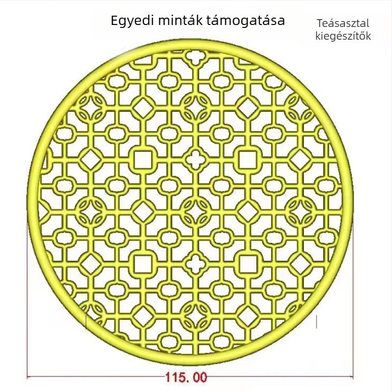 Fa teás tálca kiegészítők: hőszigetelő fém alátét, teáskanna tartó és csepegtető lemez
