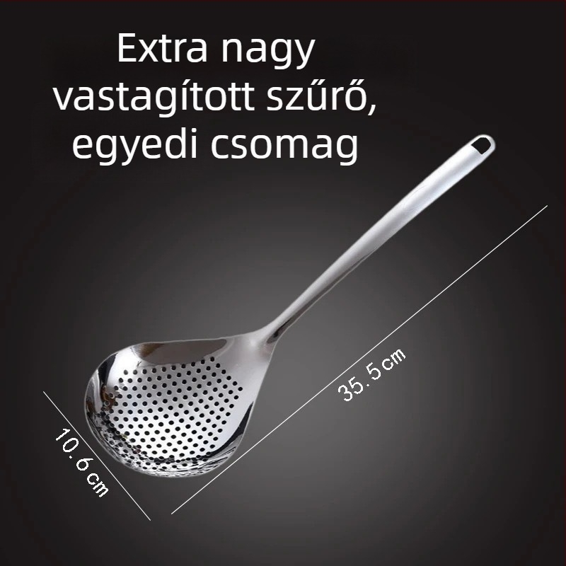 Rozsdamentes acélból készült konyhai szűrő tészta és dumpling számára, élelmiszer-minőségű, otthoni használatra, olajcsepegő hálóval