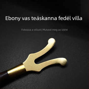 Vas teáskanna kiegészítők: teáskanna-villák és csipeszek sárkányfej és sárkányhaj motívumokkal; felületek: ezüst, réz, arany, bronz