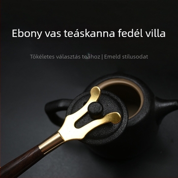 Vas teáskanna kiegészítők: teáskanna-villák és csipeszek sárkányfej és sárkányhaj motívumokkal; felületek: ezüst, réz, arany, bronz