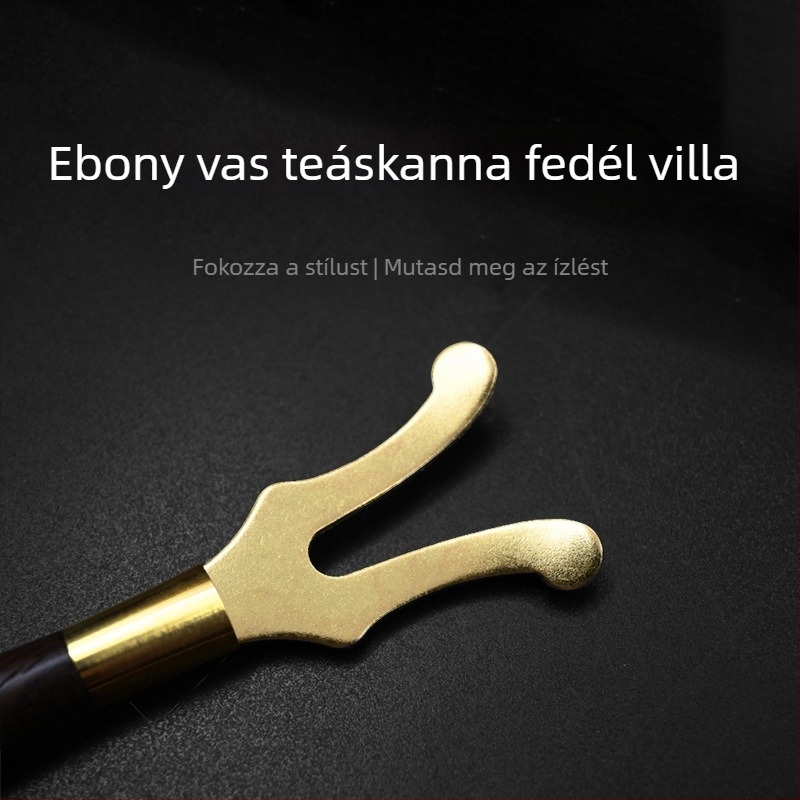 Vas teáskanna kiegészítők: teáskanna-villák és csipeszek sárkányfej és sárkányhaj motívumokkal; felületek: ezüst, réz, arany, bronz