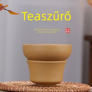 Yixing lila agyag teáskanna, kézzel készített, sárga agyaggal, Gongdao pohár és teaszűrő, kis kapacitású otthoni teáskészlet