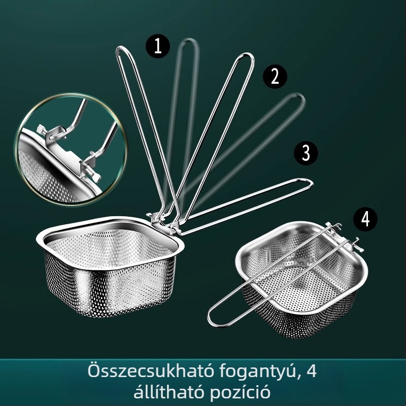 304 rozsdamentes acélból készült szűrő forró fazékhoz, tészta szűrő és sütésre, konyhai akasztó él