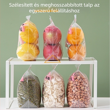 Élelmiszer-minőségű tömítő tasakok, vastagított kivitelben, háztartási hűtőszekrényben történő tárolás és frissesség megőrzése