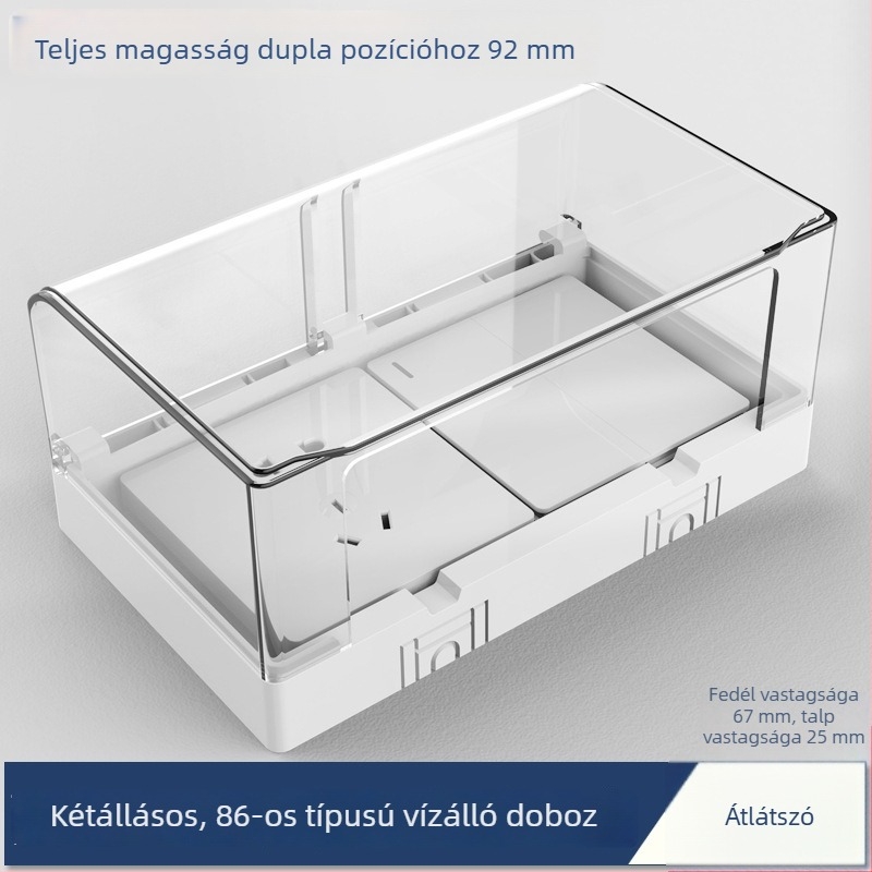 86-os típusú ragasztott felületre szerelt dupla kültéri aljzat vízálló doboz, kétkapcsolós, háztartási használatra
