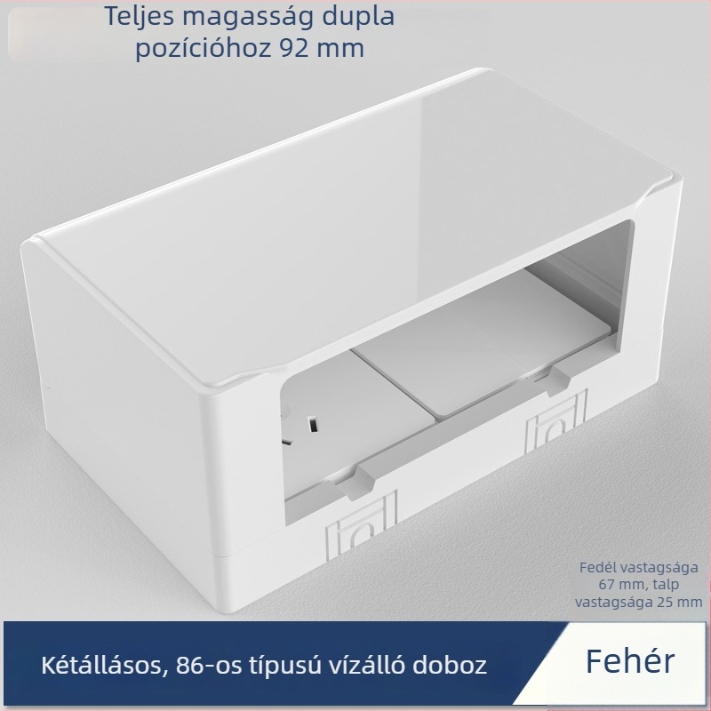 86-os típusú ragasztott felületre szerelt dupla kültéri aljzat vízálló doboz, kétkapcsolós, háztartási használatra