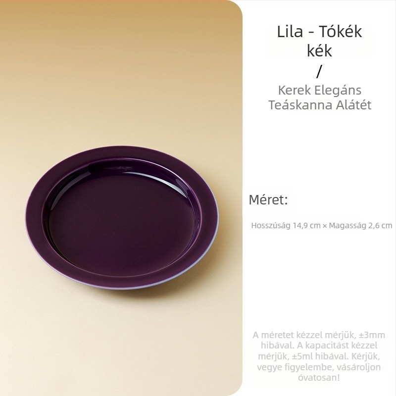 Lila kör alakú kerámia teás tál száraz áztatáshoz, teaceremóniára való kiegészítő, kis teázóasztal és gyümölcstál