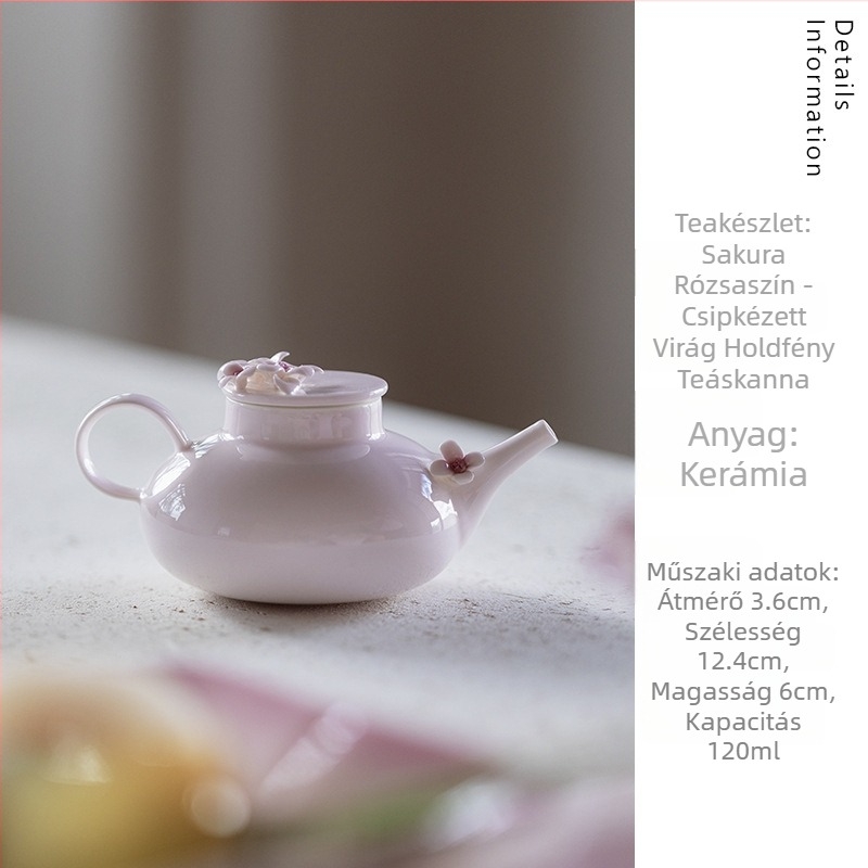 Rózsaszín kézzel készített virágos teáskanna Gongfu tea ceremóniához