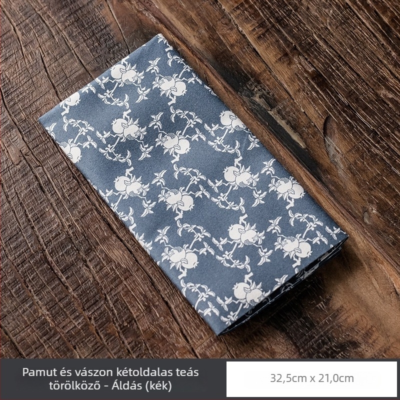 Kis méretű pamut-lin tea kendő, nedvszívó, kétoldalas, teaceremónia alátét